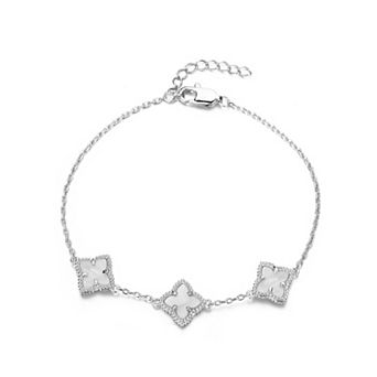 Adornia 14k Gold Plated White Mother-of-Pearl Flower Bracelet