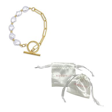 Adornia 14k Gold Plated Simulated Pearl Toggle Bracelet