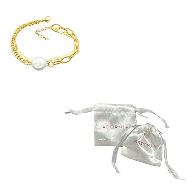 Adornia 14k Gold Plated Stainless Steel Mixed Chain Freshwater Cultured Pearl Bracelet