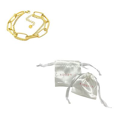 Adornia 14k Gold Plated Stainless Steel Oversized Paper Clip Mixed Chain Bracelet