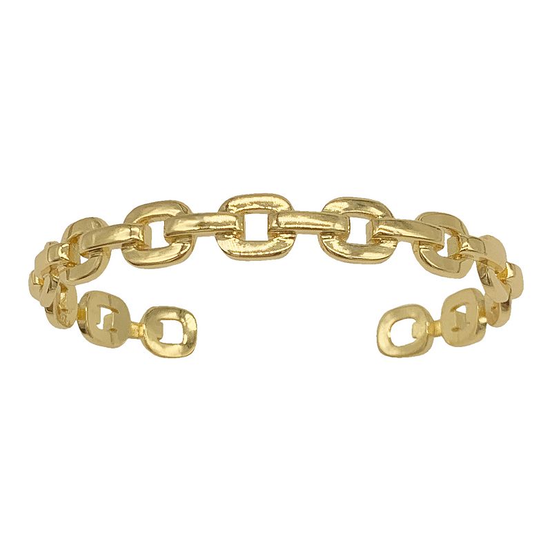 Adornia 14k Gold Plated Chain Link Cuff Bracelet, Womens, Size: 7.5, Ye