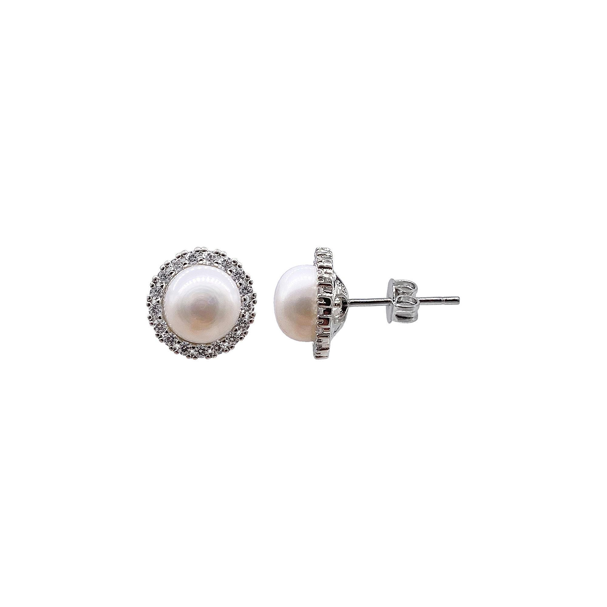 Adornia Sterling Silver Freshwater Cultured Pearl & Cubic Zirconia Halo Ear