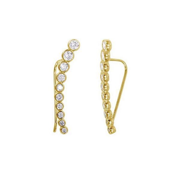Adornia 14k Gold Plated Cubic Zirconia Climber Earrings