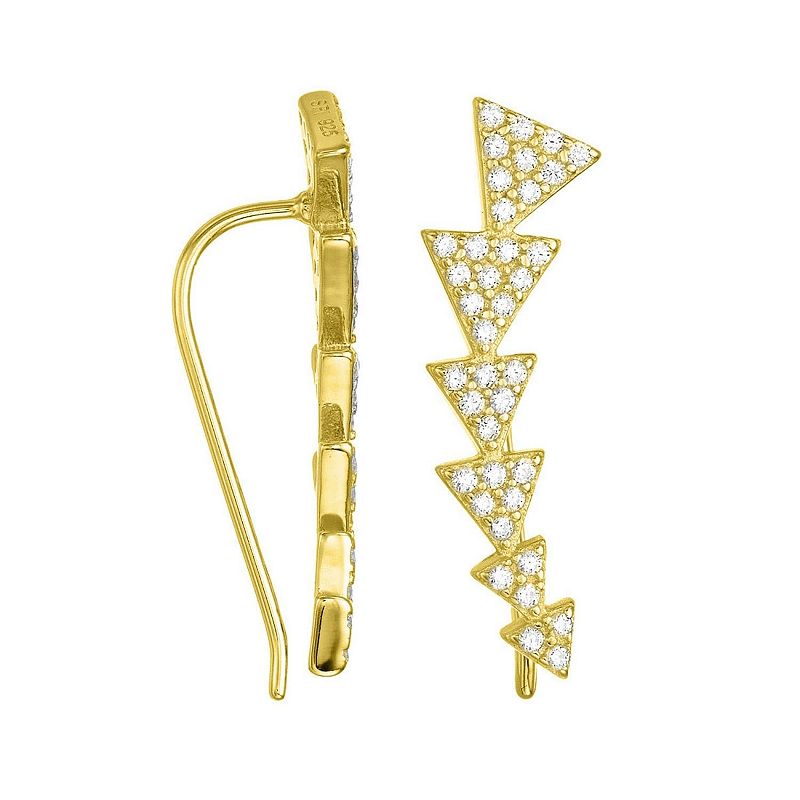 Adornia 14k Gold Plated Cubic Zirconia Arrow Climber Earrings, Womens, Yel