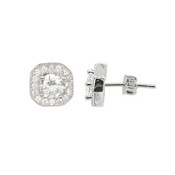 Adornia Silver Tone Cubic Zirconia Vintage Halo Stud Earrings
