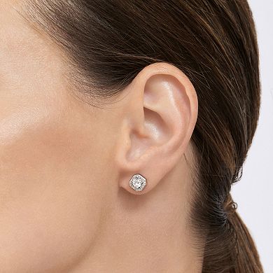 Adornia Silver Tone Cubic Zirconia Vintage Halo Stud Earrings