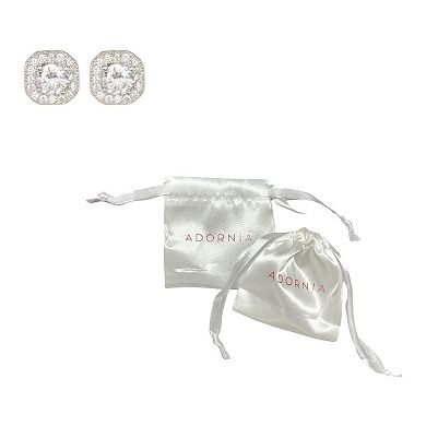 Adornia Silver Tone Cubic Zirconia Vintage Halo Stud Earrings