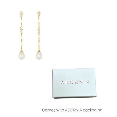 Adornia Silver Tone Freshwater Cultured Pearl & Cubic Zirconia Drop Earrings