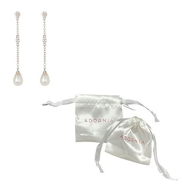 Adornia Silver Tone Freshwater Cultured Pearl & Cubic Zirconia Drop Earrings