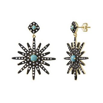Adornia 14k Gold Plated Cubic Zirconia Starburst Earrings
