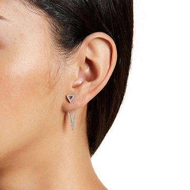Adornia Silver Tone Cubic Zirconia Triangle Jacket Earrings