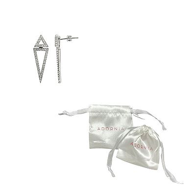 Adornia Silver Tone Cubic Zirconia Triangle Jacket Earrings
