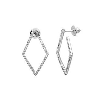 Adornia Silver Tone Cubic Zirconia Wrap-Around Geometric Hoop Earrings