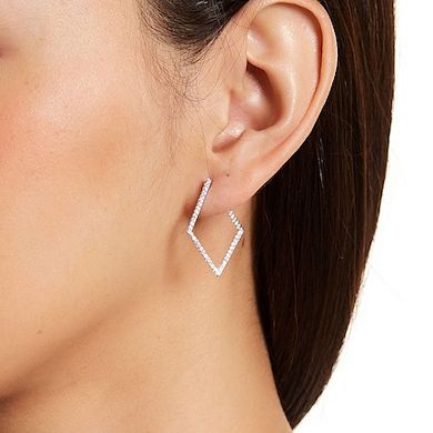 Adornia Silver Tone Cubic Zirconia Wrap-Around Geometric Hoop Earrings
