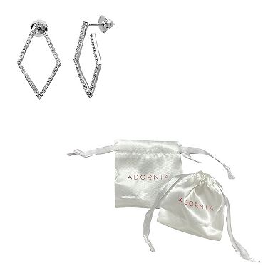 Adornia Silver Tone Cubic Zirconia Wrap-Around Geometric Hoop Earrings