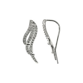 Adornia Silver Tone Cubic Zirconia Wing Climber Earrings