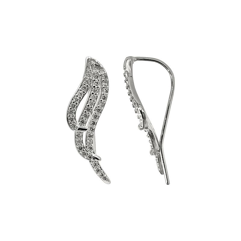 Adornia Silver Tone Cubic Zirconia Wing Climber Earrings, Womens