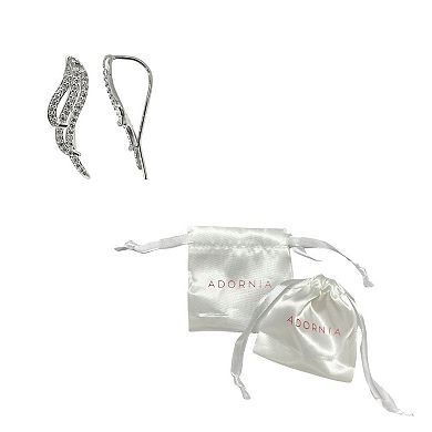Adornia Silver Tone Cubic Zirconia Wing Climber Earrings
