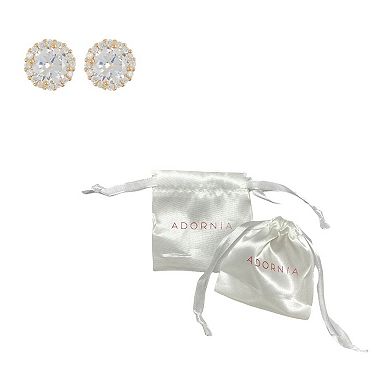 Adornia Silver Tone Cubic Zirconia Halo Stud Earrings