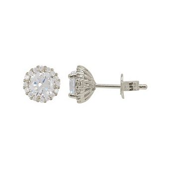 Adornia Gold Tone Cubic Zirconia Halo Stud Earrings