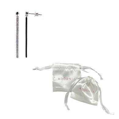 Adornia Silver Tone Cubic Zirconia Bar Drop Earrings
