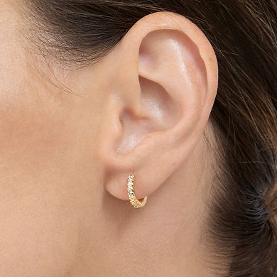Adornia Silver Tone Cubic Zirconia Huggie Earrings