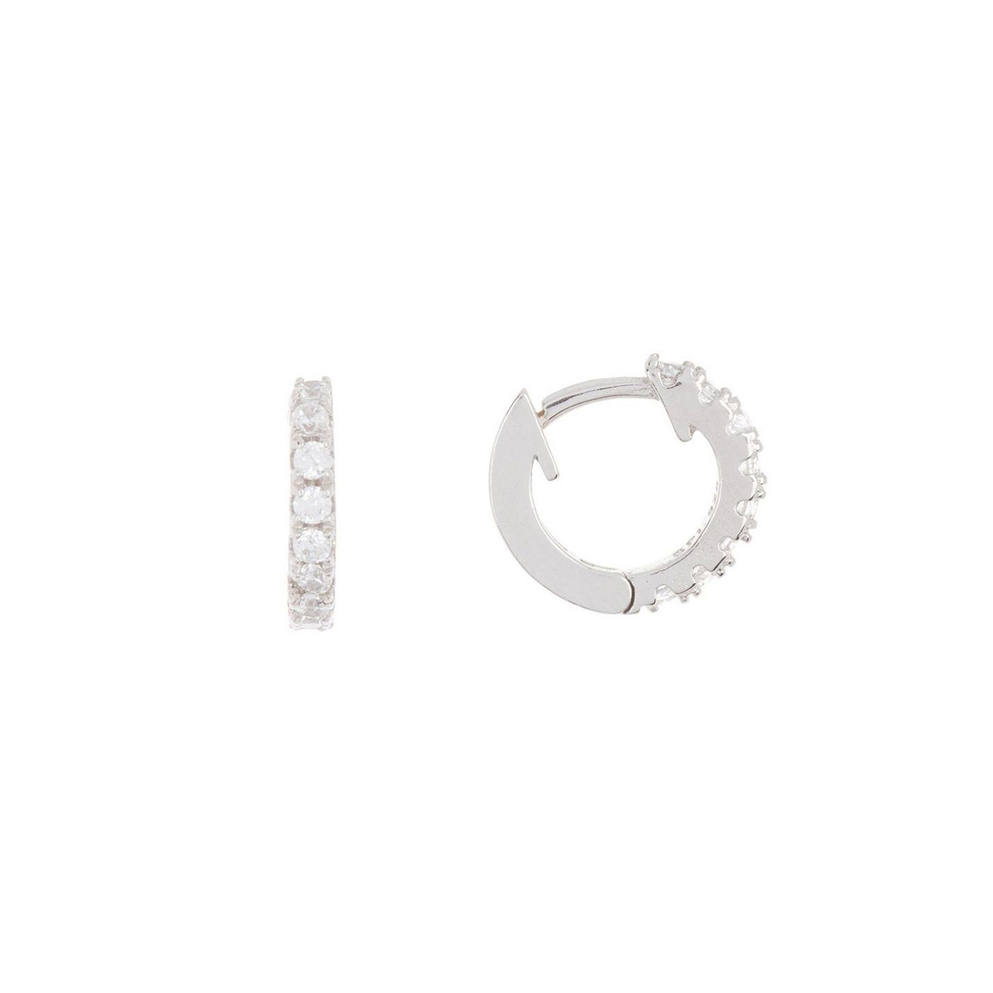 Adornia Silver Tone Cubic Zirconia Huggie Earrings, Womens