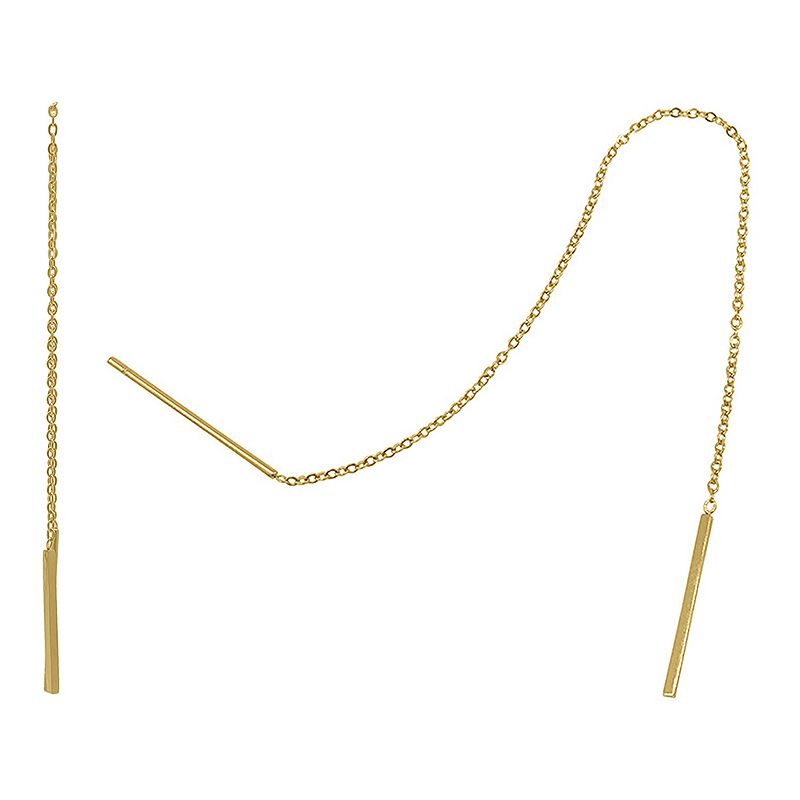 Adornia 14k Gold Plated Threader Earrings, Womens, Yellow