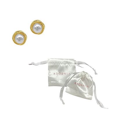 Adornia 14k Gold Plated Faux Pearl Stud Earrings
