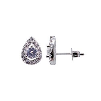 Adornia Silver Tone Cubic Zirconia Halo Stud Earrings