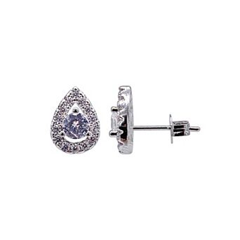 Adornia Silver Tone Cubic Zirconia Halo Stud Earrings