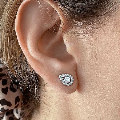 Adornia Silver Tone Cubic Zirconia Halo Stud Earrings