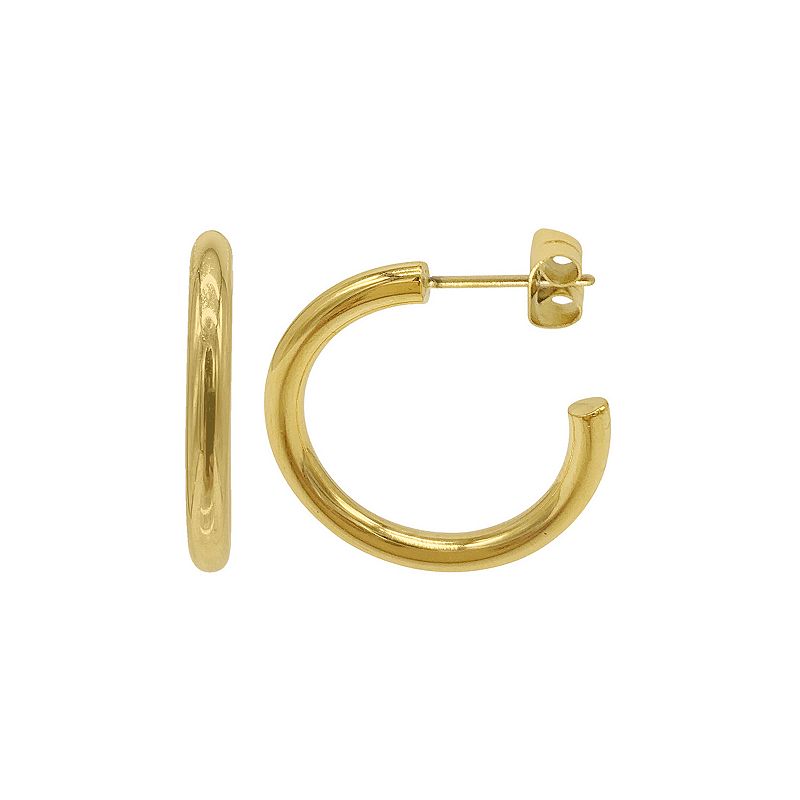 Adornia 14k Gold Plated Tube Hoop Earrings, Womens, Yellow