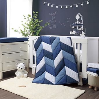 The Peanutshell Moonlight Blue 3 pc Crib Bedding Set