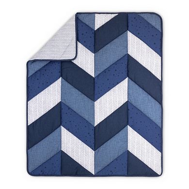 The Peanutshell Moonlight Blue 3 Piece Crib Bedding Set