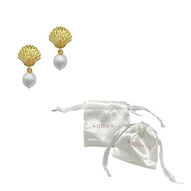 Adornia 14k Gold Plated Simulated Pearl Seashell Drop Earrings
