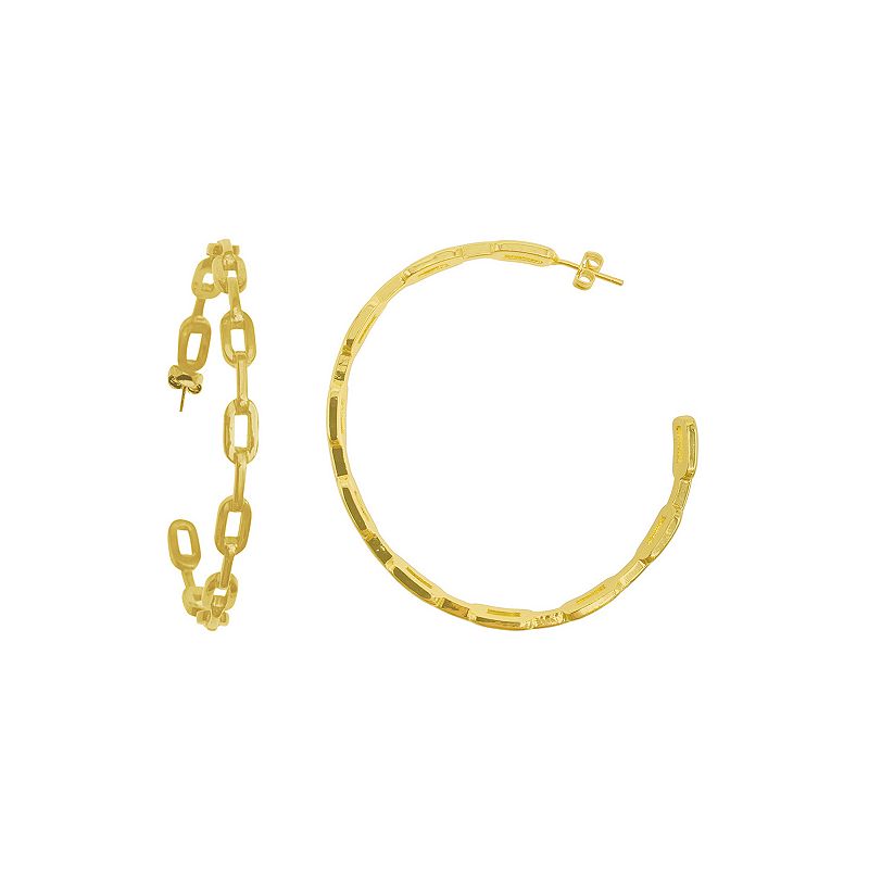 Adornia 14k Gold Plated Link Hoop Earrings, Womens, Yellow