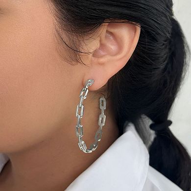 Adornia 14k Gold Plated Link Hoop Earrings