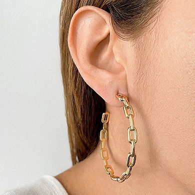 Adornia 14k Gold Plated Link Hoop Earrings