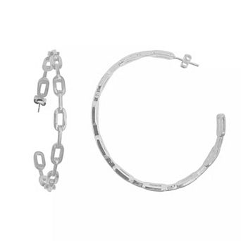 Adornia 14k Gold Plated Link Hoop Earrings