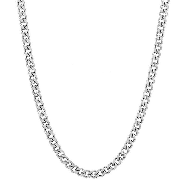 Adornia Stainless Steel 5mm Cuban Chain Necklace, Mens, Size: 24, Silve