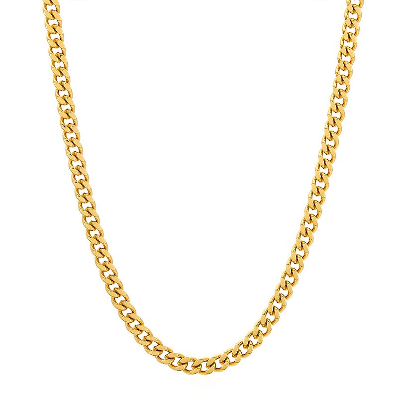 Adornia 14k Gold Plated 5mm Cuban Curb Chain Necklace, Mens, Size: 24, 