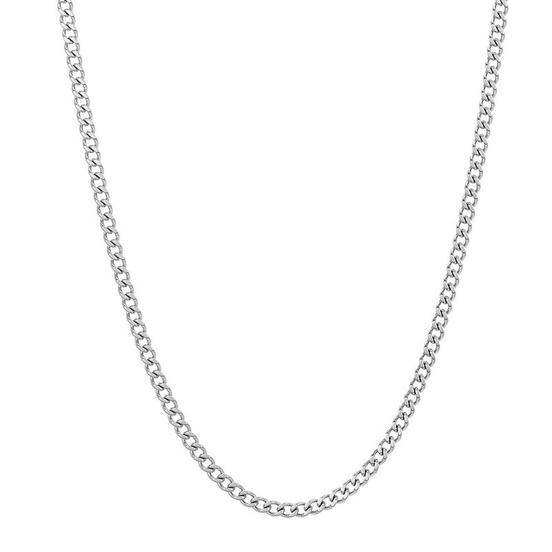Adornia Stainless Steel 3mm Cuban Curb Chain Necklace, Mens, Size: 24, 