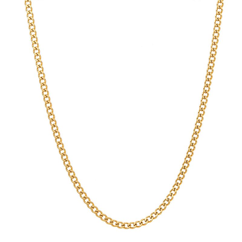 Adornia 14k Gold Over Silver 3mm Cuban Curb Chain Necklace, Mens, Size: 2