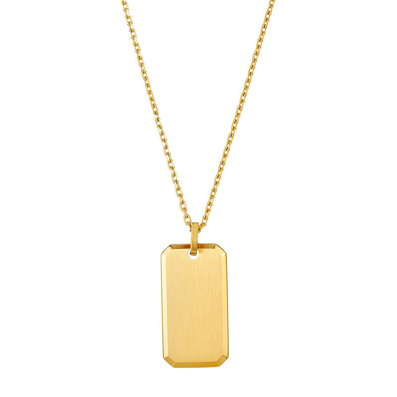 Adornia 14k Gold Plated Dog Tag Necklace, Mens, Size: 24, Yellow