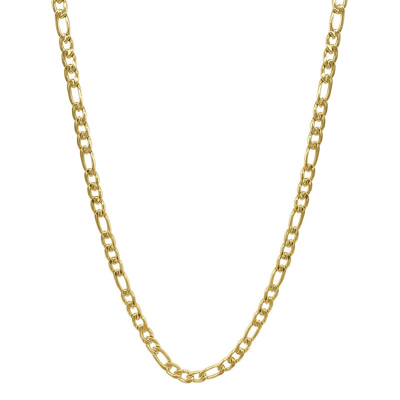 Adornia 14k Gold Plated Figaro Chain Necklace, Mens, Size: 24, Yellow