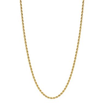 Men's Adornia 14k Gold Plated 3mm Rope Chain Necklace