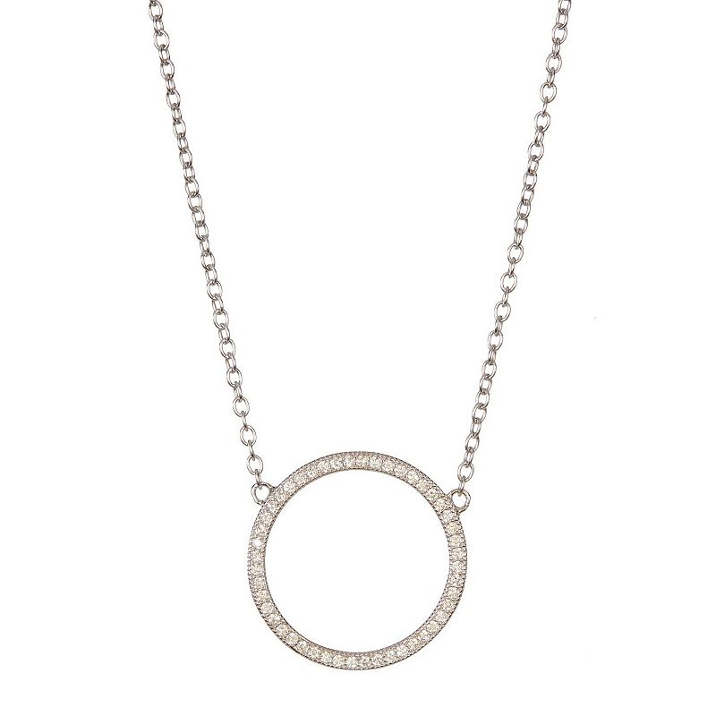 Adornia Silver Tone Cubic Zirconia Open Circle Necklace, Womens, Size: 18
