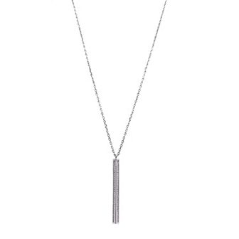 Adornia Silver Tone Cubic Zirconia Vertical Bar Necklace