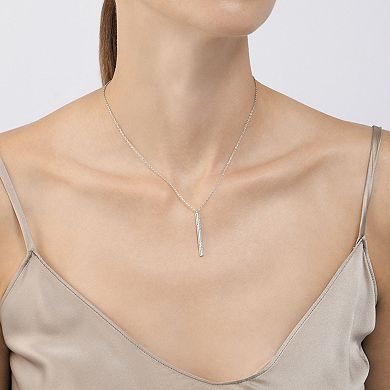 Adornia Silver Tone Cubic Zirconia Vertical Bar Necklace